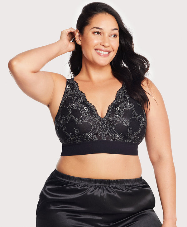 glamorise Bramour Lexington Lace Plunge Bralette Black