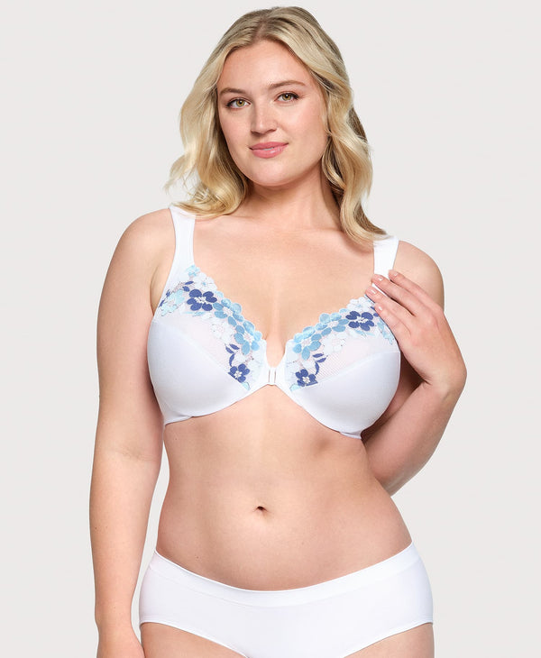 glamorise Front-Closure Cotton WonderWire Bra White