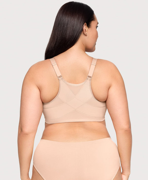 Glamorise Front-Closure Posture Back WonderWire Bra Cafe