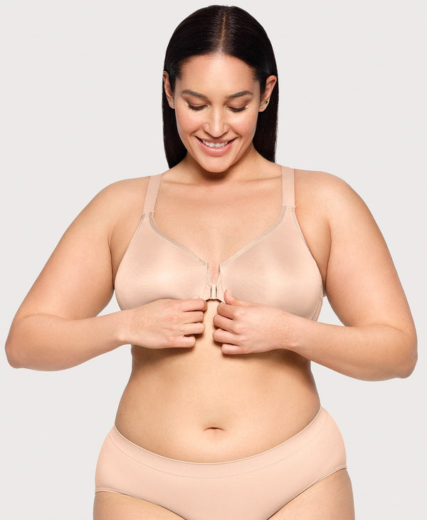 Glamorise Front-Closure Posture Back WonderWire Bra Cafe
