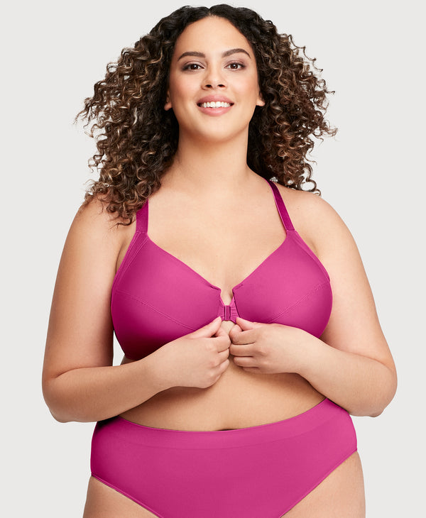 Glamorise Front-Closure Smoothing WonderWire Bra Berry