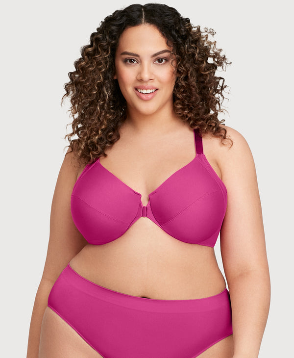 Glamorise Front-Closure Smoothing WonderWire Bra Berry