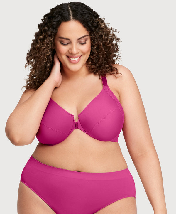 glamorise Front-Closure Smoothing WonderWire Bra Berry