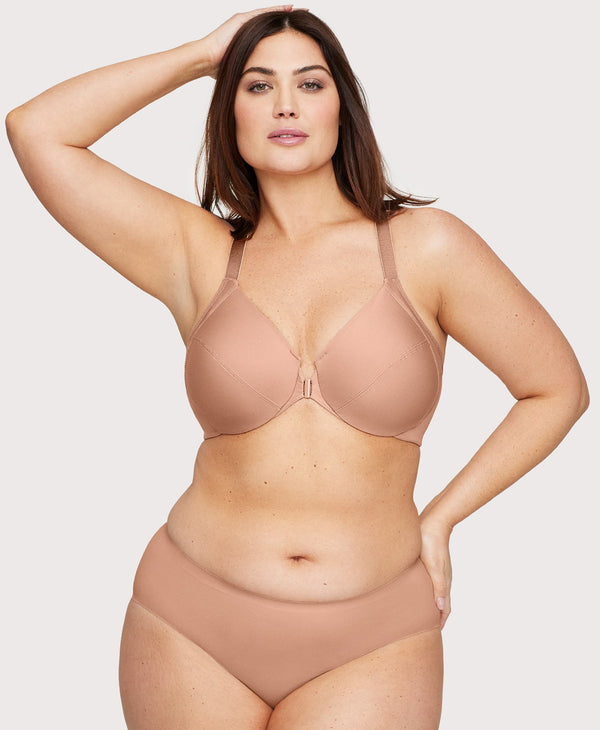 Glamorise Front-Closure Smoothing WonderWire Bra Cappuccino