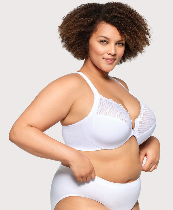 Glamorise Front-Closure T-Back WonderWire Bra White