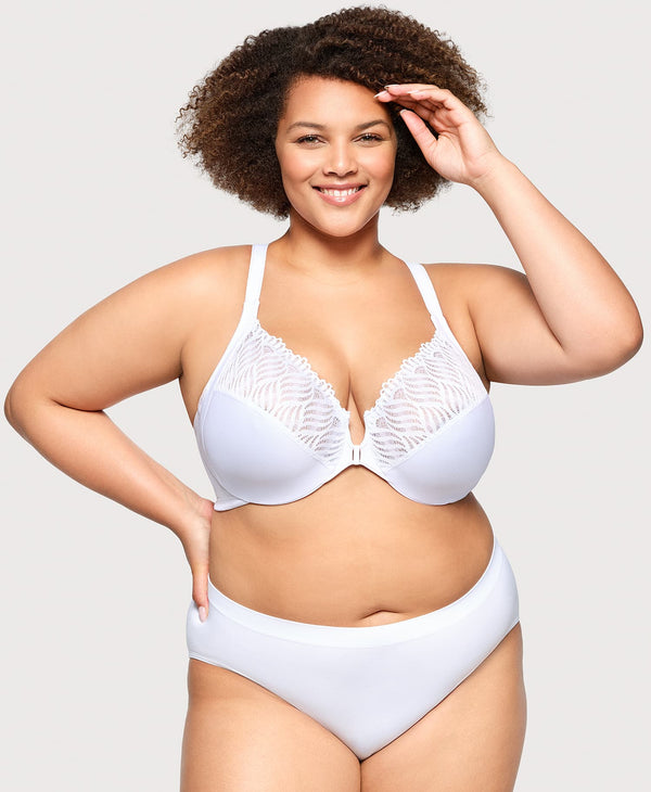 glamorise Front-Closure T-Back WonderWire Bra White