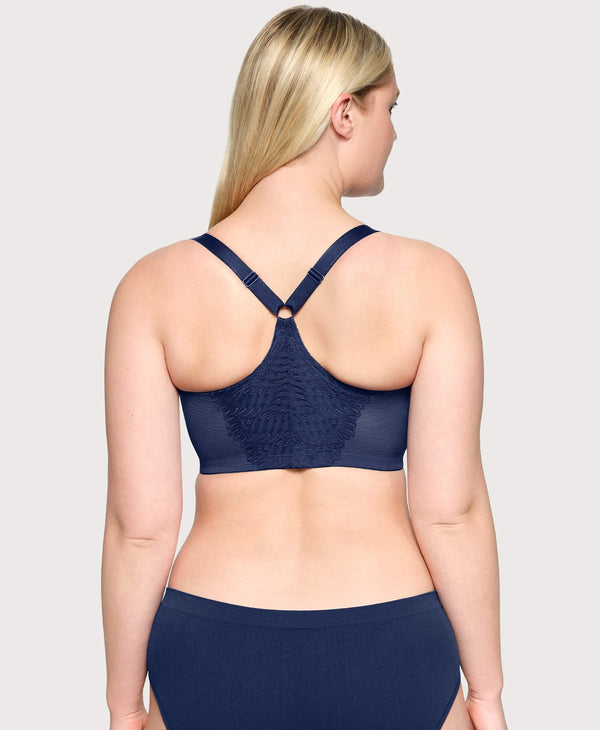 Glamorise Front-Closure T-Back WonderWire Bra Blue