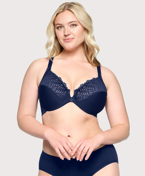 glamorise Front-Closure T-Back WonderWire Bra Blue