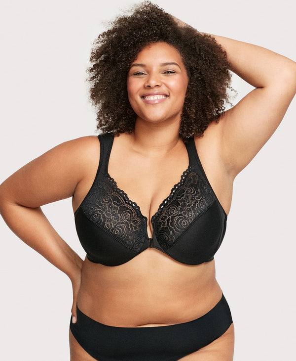 glamorise Front-Closure WonderWire Bra Black