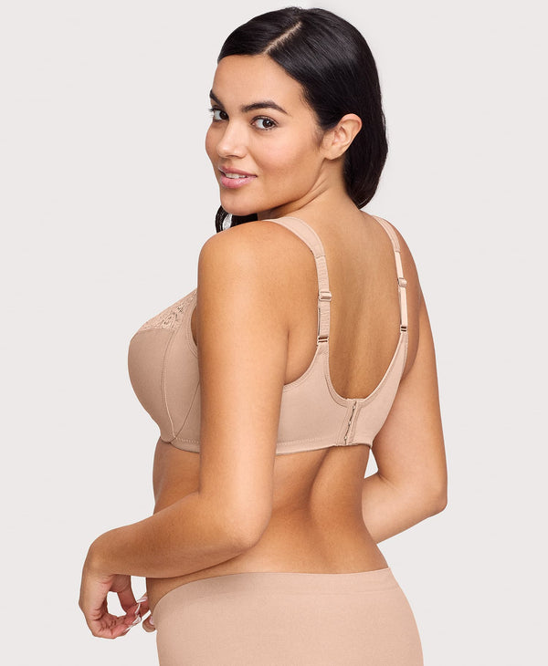 Glamorise Low Cut WonderWire Lace Bra Cafe