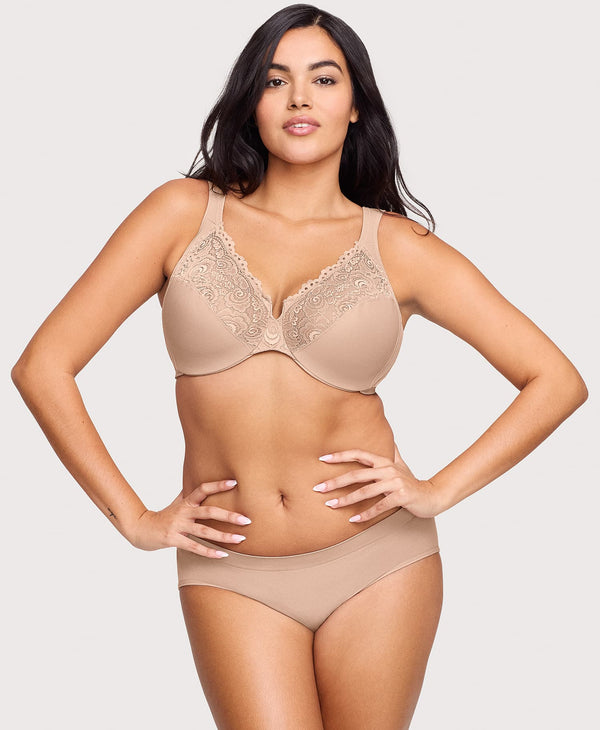 glamorise Low Cut WonderWire Lace Bra Cafe