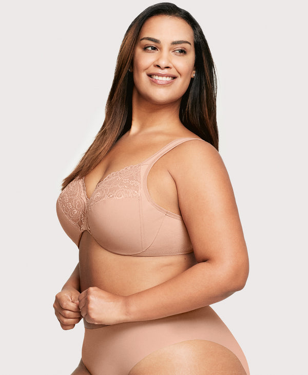Glamorise Low Cut WonderWire Lace Bra Cappuccino