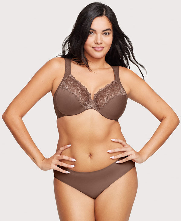 Glamorise Low Cut WonderWire Lace Bra Mocha