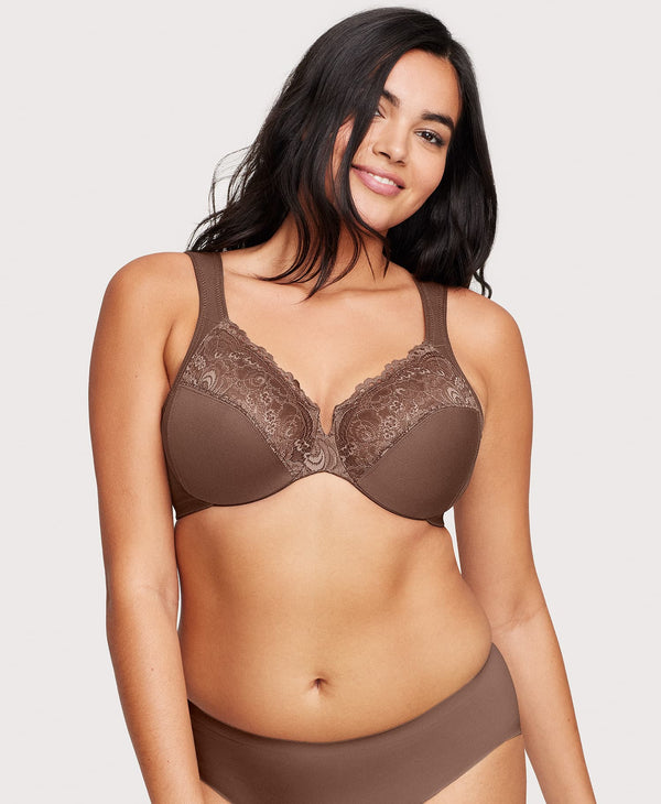 glamorise Low Cut WonderWire Lace Bra Mocha