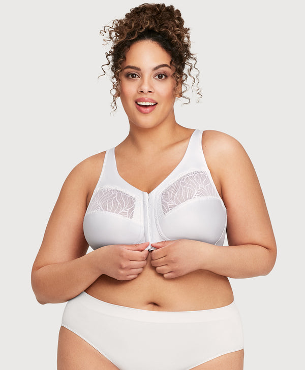 Glamorise MagicLift Front-Closure Natural Shape Bra White