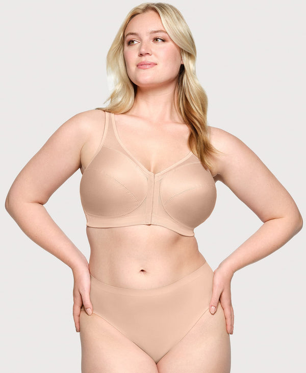 glamorise MagicLift Front-Closure Posture Back Bra Cafe