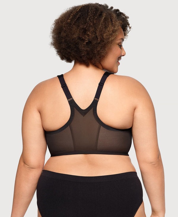 Glamorise MagicLift Front-Closure Racerback Bra Black