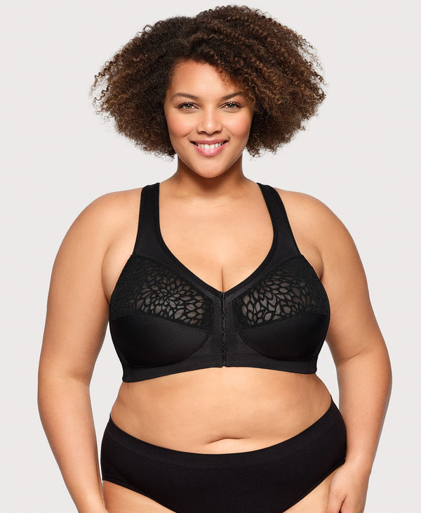 glamorise MagicLift Front-Closure Racerback Bra Black