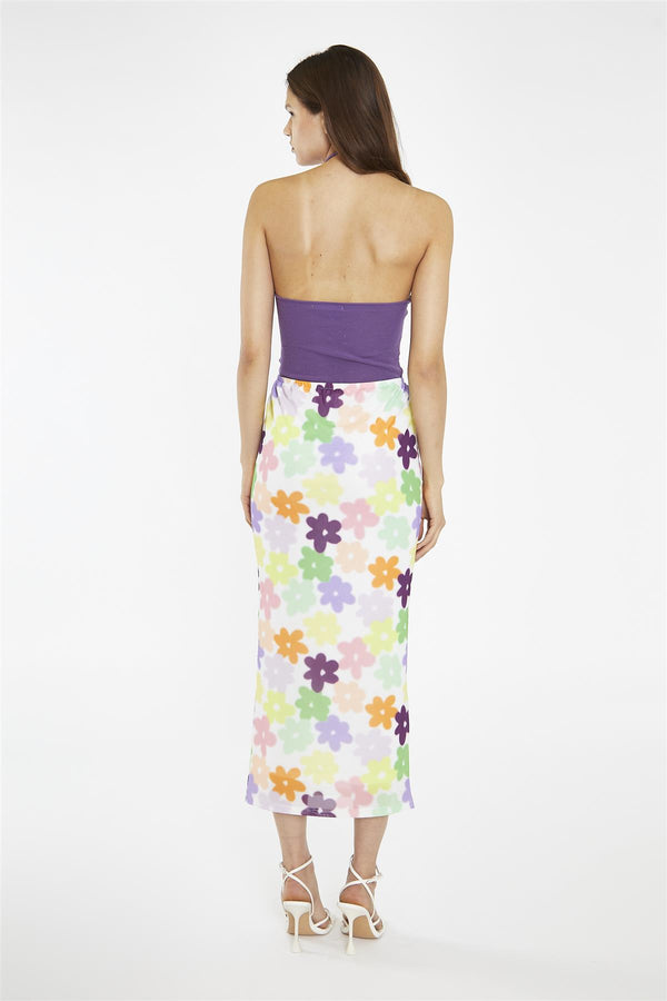 Glamorous Amethyst Cross-Over Halterneck Knitted-Bodysuit