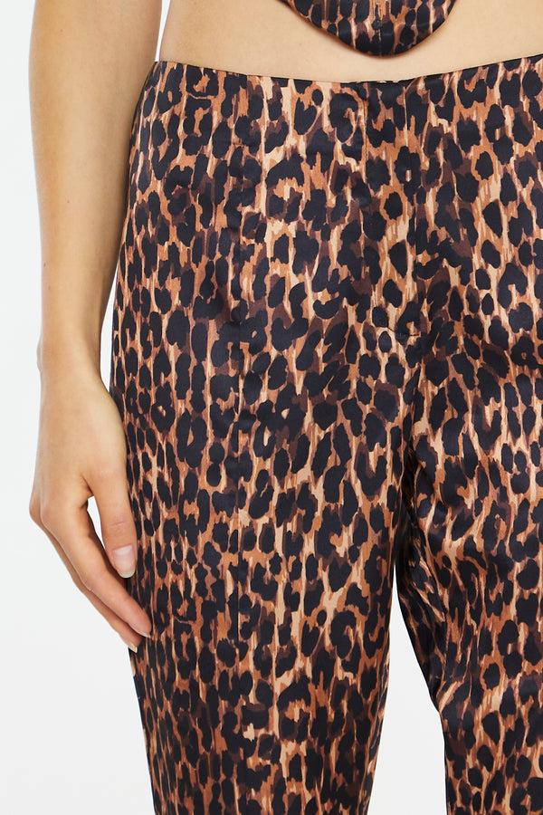 Glamorous Brown-Leopard Split-Front Flared Trousers