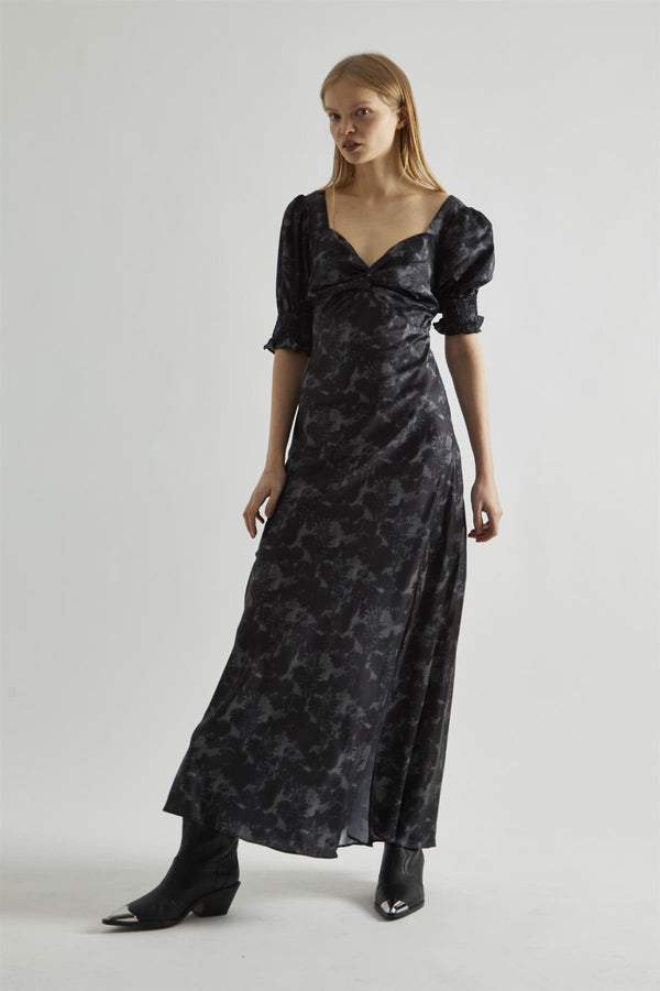 Glamorous Charcoal Digital-Floral Twist-Front Maxi-Dress