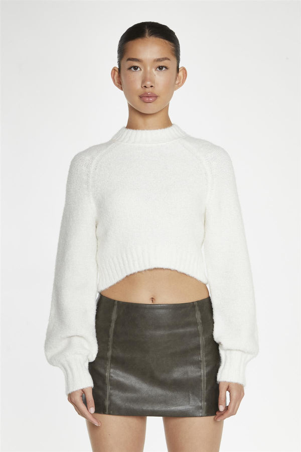 Glamorous Dark-Brown Distressed-PU Fitted Mini-Skirt