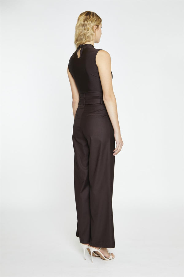 Glamorous Dark-Brown Double Waisted Wide-Leg Trousers