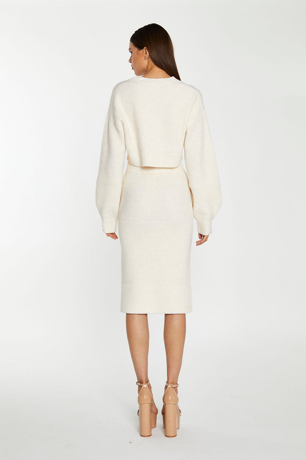 Glamorous Dark-Cream Oversized Sleeve Crop-Cardigan