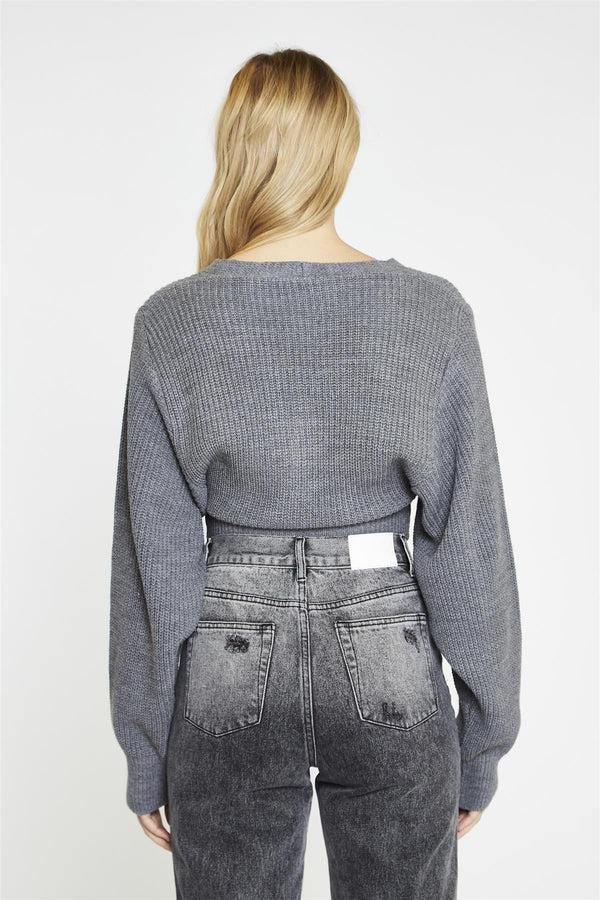 Glamorous Dark-Grey Marl Button Front Crop-Cardigan