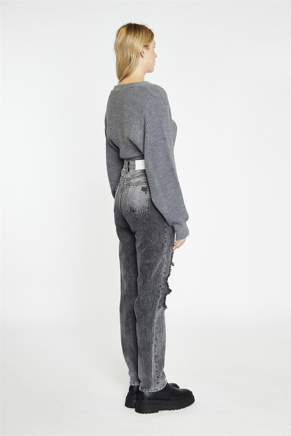 Glamorous Dark-Grey Marl Button Front Crop-Cardigan