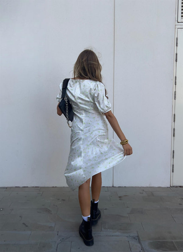 Glamorous Felicity Twist Front Midaxi Dress -Green Pink Stem Floral