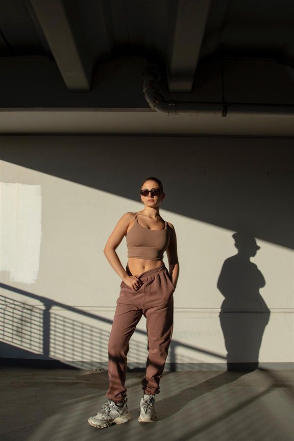 glamorous Agon Lounge Slouchy Fit Joggers - Coffee