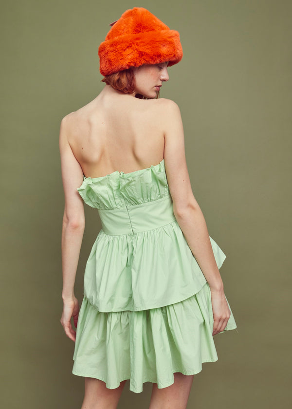 Glamorous Apple Green Bandeau Ruffle Mini-dress