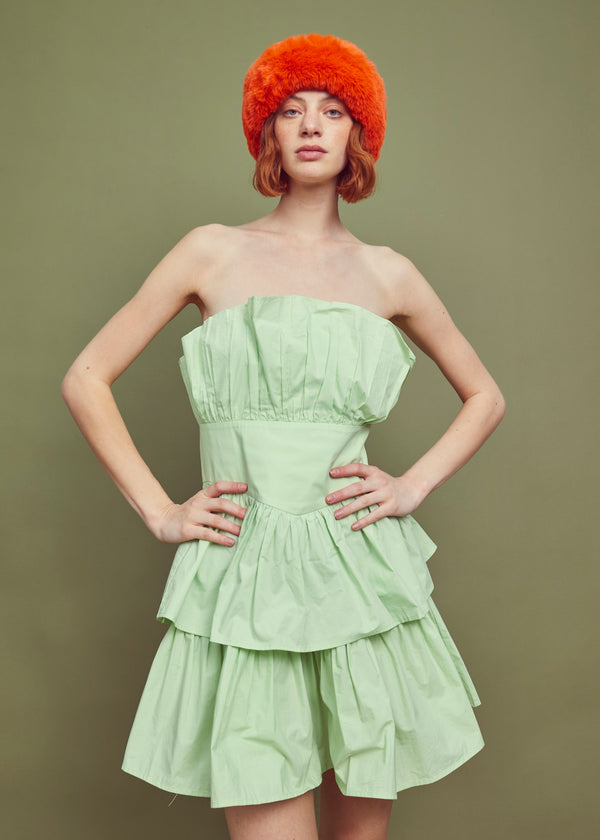 Glamorous Apple Green Bandeau Ruffle Mini-dress