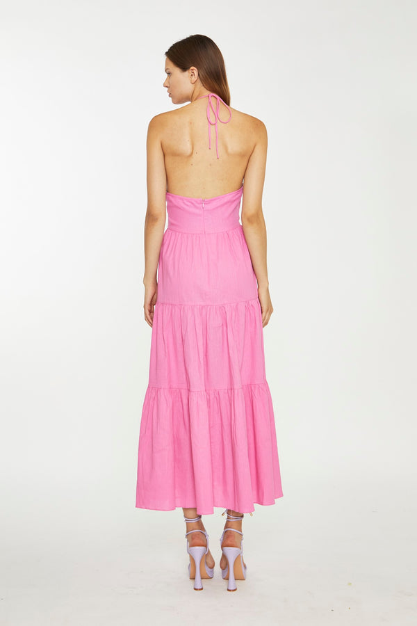 Glamorous Azelea Halter-Neck Tiered Midi Dress