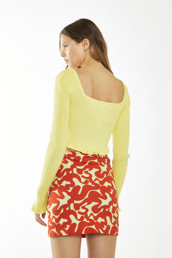 Glamorous Banana-Yellow Square Neck Crop Top