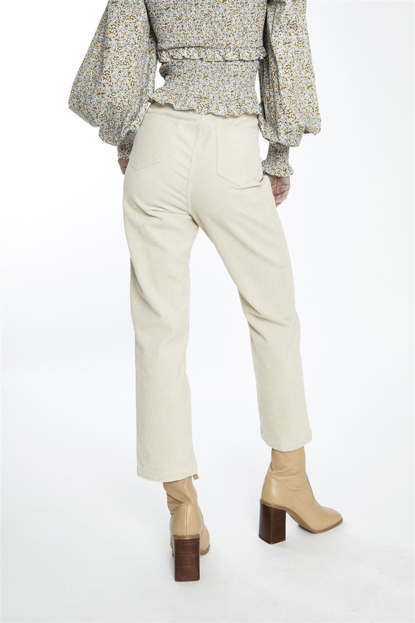 Glamorous Beige-Corduroy Straight-Trousers