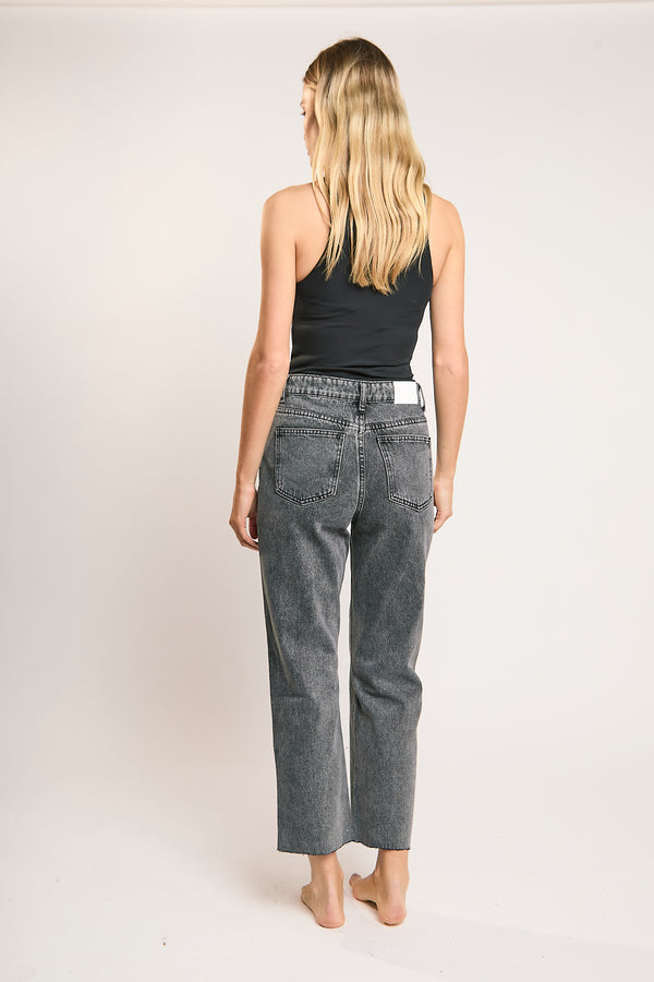 Glamorous Black Acid-Wash Straight Leg Jeans