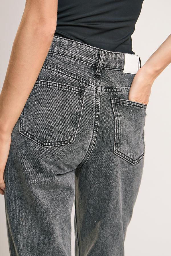 Glamorous Black Acid-Wash Straight Leg Jeans