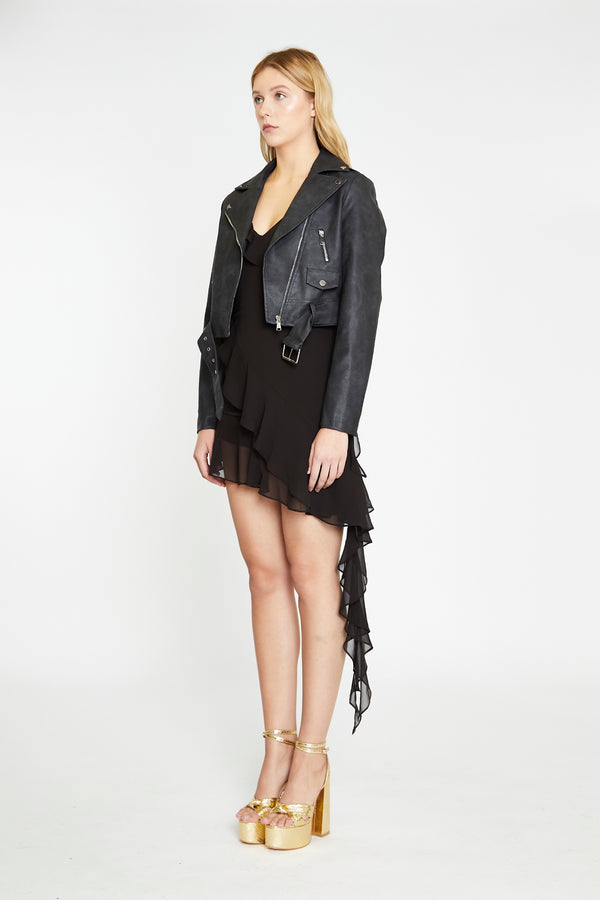 Glamorous Black Antique Cropped Belted Jacket