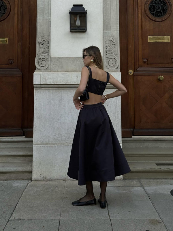 Glamorous Black Audrey Co-ord Skater Midi-Skirt