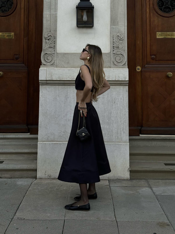 Glamorous Black Audrey Co-ord Skater Midi-Skirt