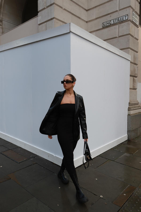 Glamorous Black Bandeau Bodycon Midi-Dress