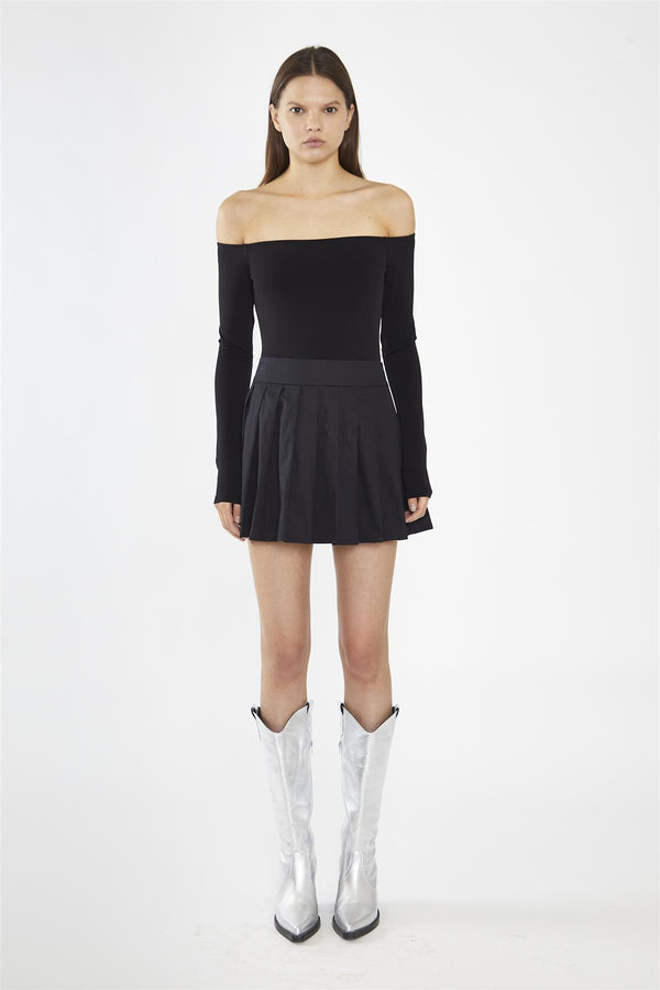 glamorous Black Bardot Bodysuit