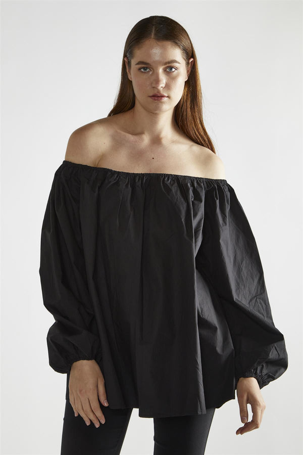 Glamorous Black Bardot Long-Sleeve Top