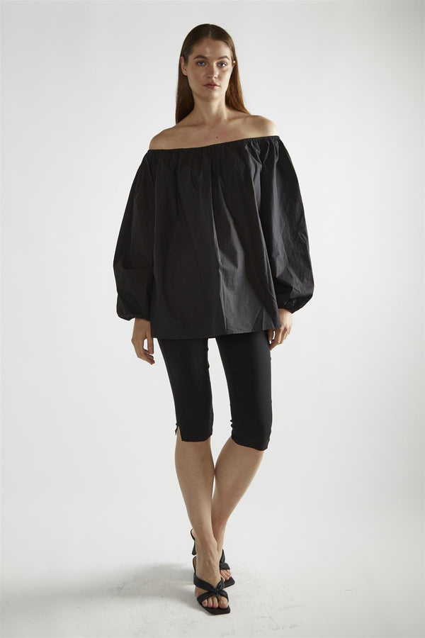glamorous Black Bardot Long-Sleeve Top
