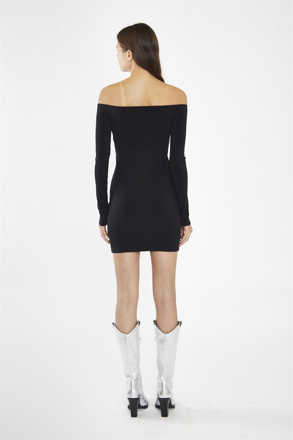 Glamorous Black Bardot Mini-Dress
