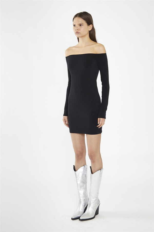 Glamorous Black Bardot Mini-Dress