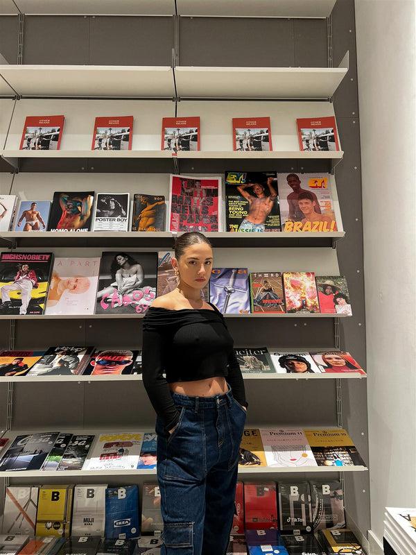 glamorous Black Bardot Top