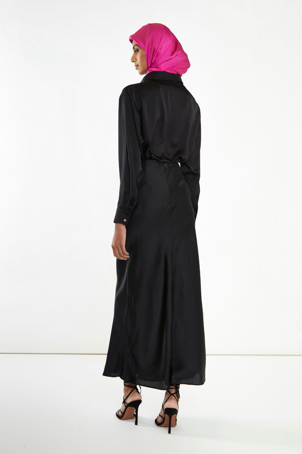 Glamorous Black Bias-Cut Maxi-skirt